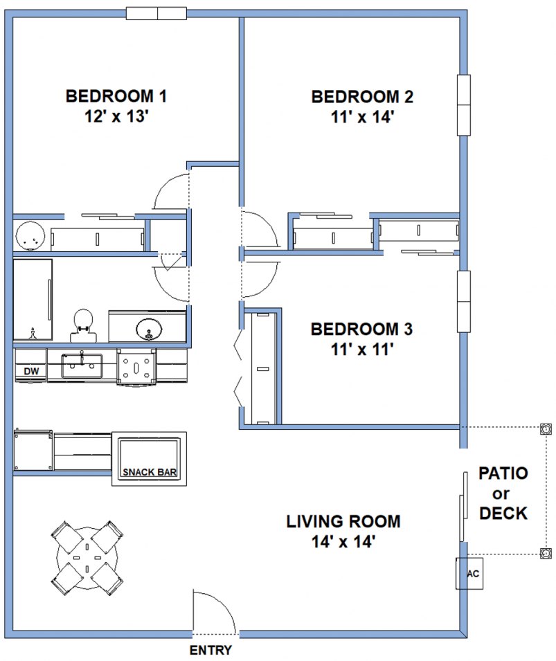 3-Bedroom Floor Plan 3-Bedroom Floor Plan